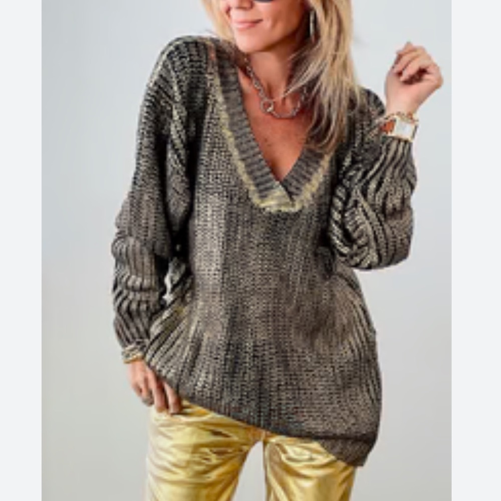 FORE It's Cool Metallic Chunky Sweater Size S